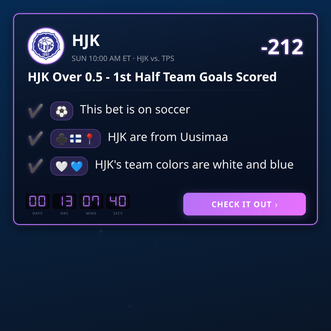 Veikkausliiga Best Bets Today (July 22, 2026)