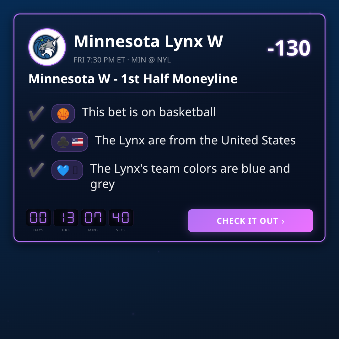 WNBA 1st Half Moneyline: Today's Best Bets