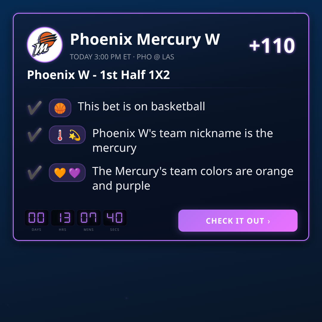 WNBA 1st Half 1X2 Best Picks This Week
